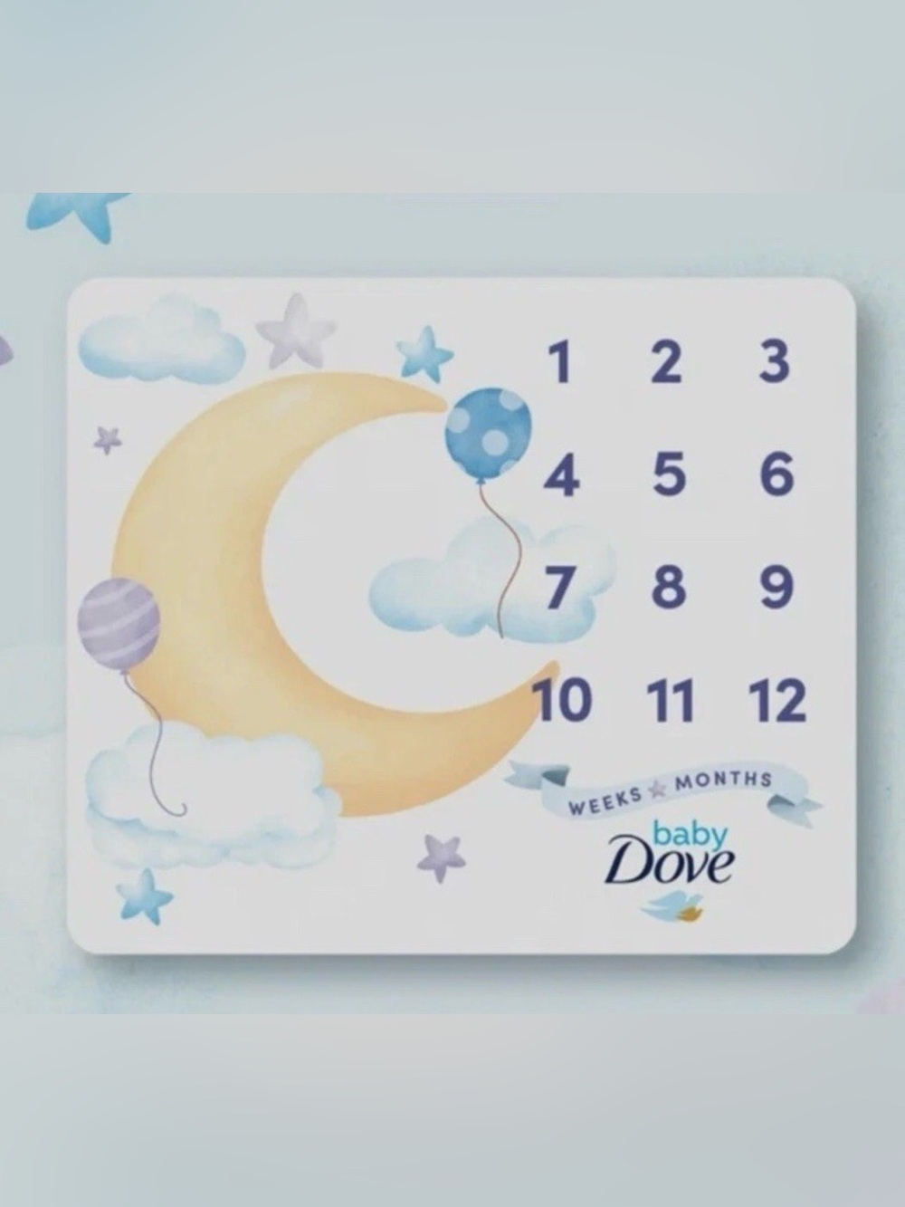 Baby Dove Promo Milestone Blanket Weeks Months Moon Stars Unisex